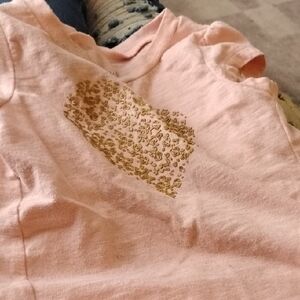 Carter's Pink Tee with Gold Heart Design